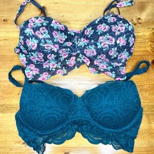 PINK Victoria’s Secret Women’s Floral Lace Bralette Padded Set Of 2 Size Small